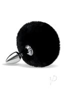 Whipsmart Fluffy Bunny Metal Plug With Tail 2.5in - Black