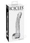 Icicles No. 61 Textured Glass G-spot Dildo With Balls 5in - Clear